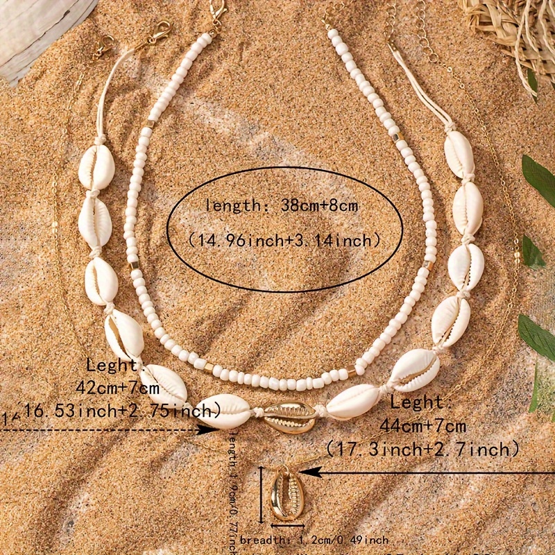 Stylish 3-Layer Shell Pendant Necklace Set for Women